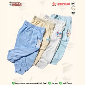 Permai - Celana Panjang Bayi Hoga Polos Bahan Katun Gambar Karakter Warna Warni - Celana Panjang Bayi & Anak Ukuran S M L XL