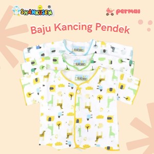 Permai - Shankusen Baju Bayi Lengan Pendek Kancing Depan Bahan Katun Motif Cewe & Cowo Ukuran Newborn 0-3 Bulan
