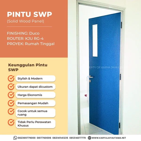 Pintu SWP (Solid Wood Panel) Tipe Router / Pintu Kayu Solid / Ukuran dan Finishing Bisa Custom
