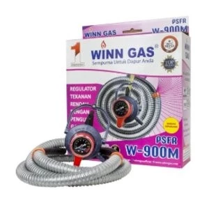 WIIN GAS Selang Paket Regulator Gas LPG Meter Double Safety Lock PSFRW900M