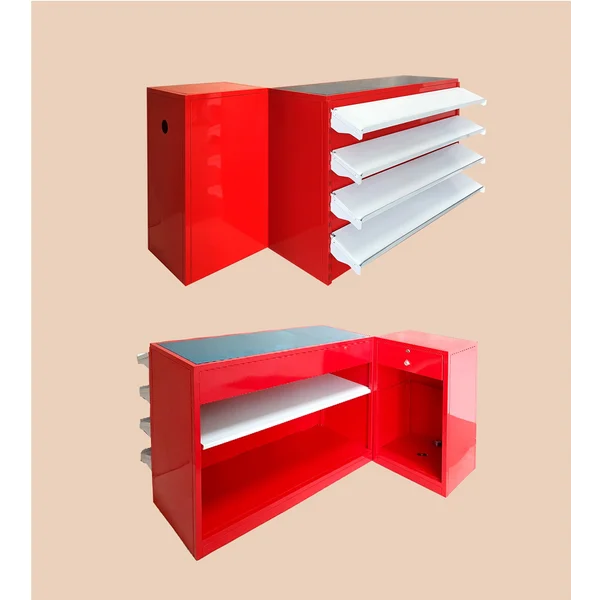 Meja Kasir Alfa Dengan Shelving Depan
