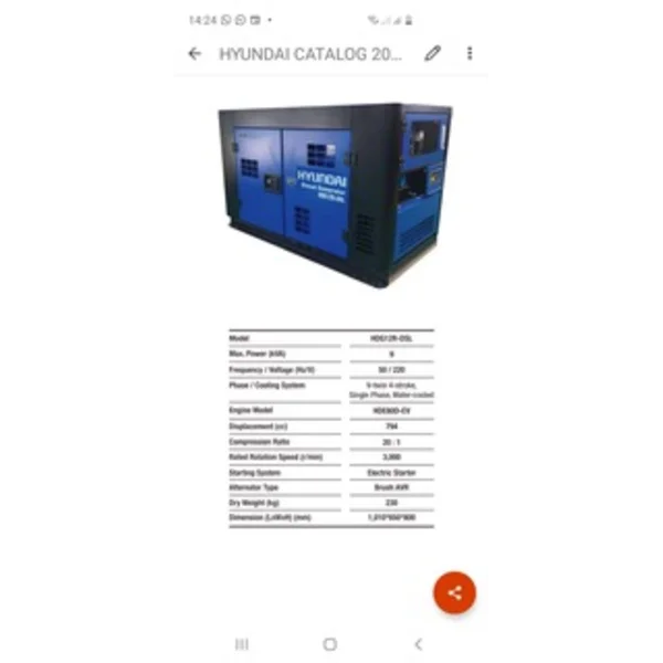 Genset Listrik Silent Hyundai (Generator Set)