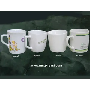 mug mini putih atau warna Tinggi 9cm vol 180-220ml