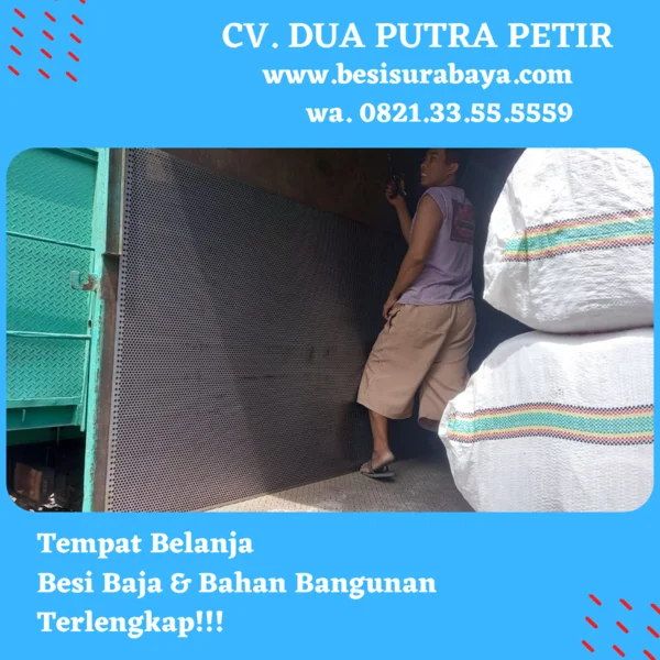 Plat Berlubang Besi 1mm 4x8 ft Lubang 10mm