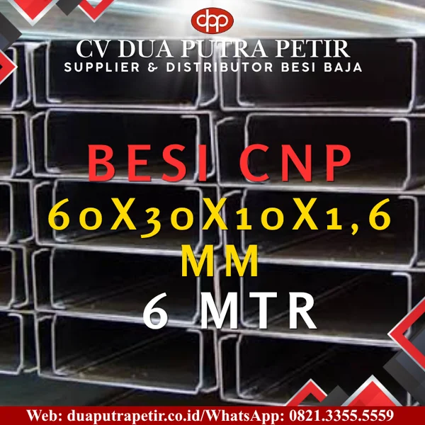 Besi Kanal CNP 60 x 30 x 10 x 1.6 mm Panjang 6 Meter - Surabaya