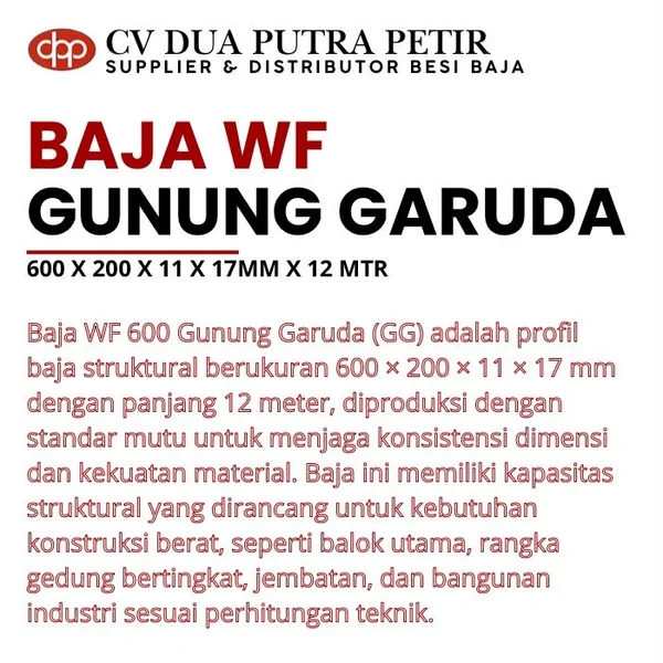 Besi WF 600 Gunung Garuda – Kekuatan Struktur untuk Konstruksi Modern