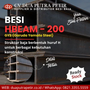 Besi H Beam 200 GYS 200 x 200 x 8 x 12 mm Panjang 12 Meter