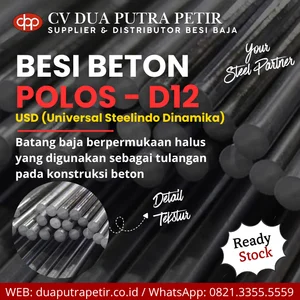 Besi Beton Polos 12 mm Merek USD untuk Konstruksi
