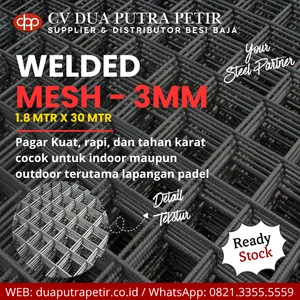 Kawat Galvanis (Welded Mesh) 3 mm Ukuran 1.8 x 30 Meter untuk Lapangan Padel