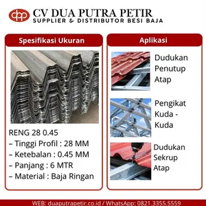 Reng Baja Ringan 28 0.45 mm Komponen Pendukung Atap -  Surabaya    