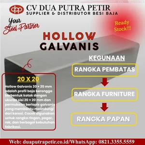 Besi Hollow Galvanis 20 × 20 mm – Profil Baja Modern untuk Kreasi dan Fabrikasi Surabaya   