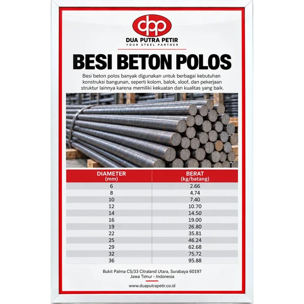 Besi Beton Polos Surabaya Panjang 12 Meter - Semua Diameter