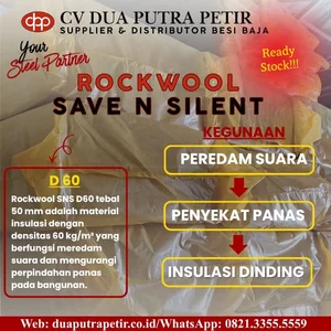 Rockwool Save N Silent D60 50 mm untuk Insulasi Suara dan Panas Surabaya