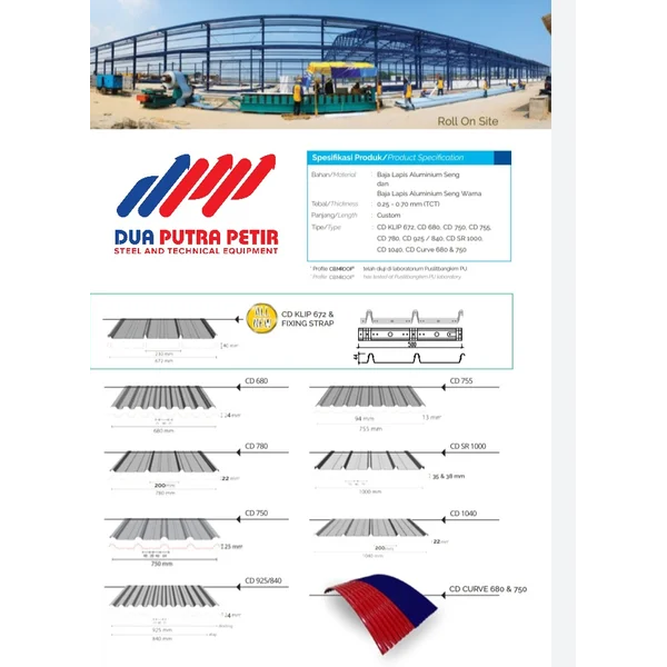 DPP Spandek Roof Size Over 6 m - 12 m