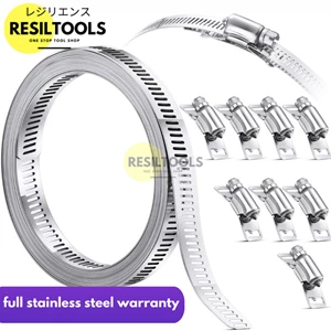 Set Hose Clamp Strapping Stainless 12 Mm Klem Selang Worm Clamp Roll Klem Stainless