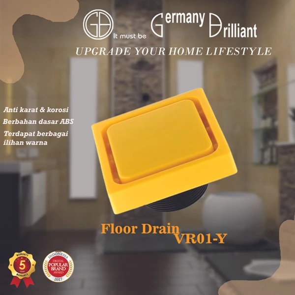 Germany Brilliant Floor Drain Saringan Air Warna-Warni VR01-Y