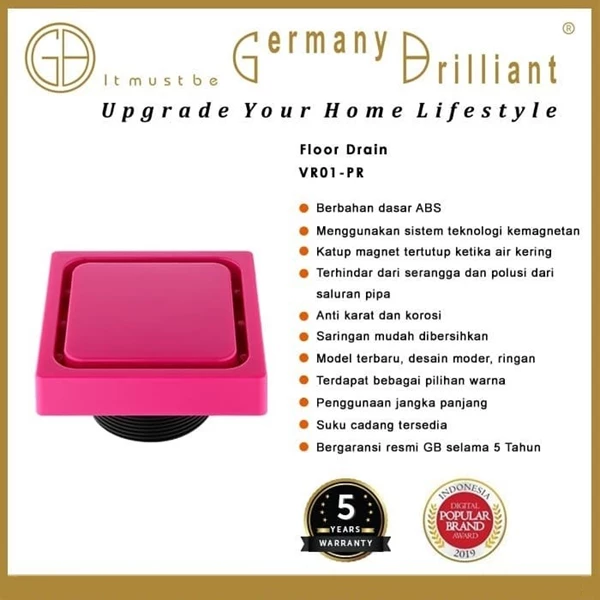 Germany Brilliant Floor Drain Saringan Air Warna-Warni VR01-PR