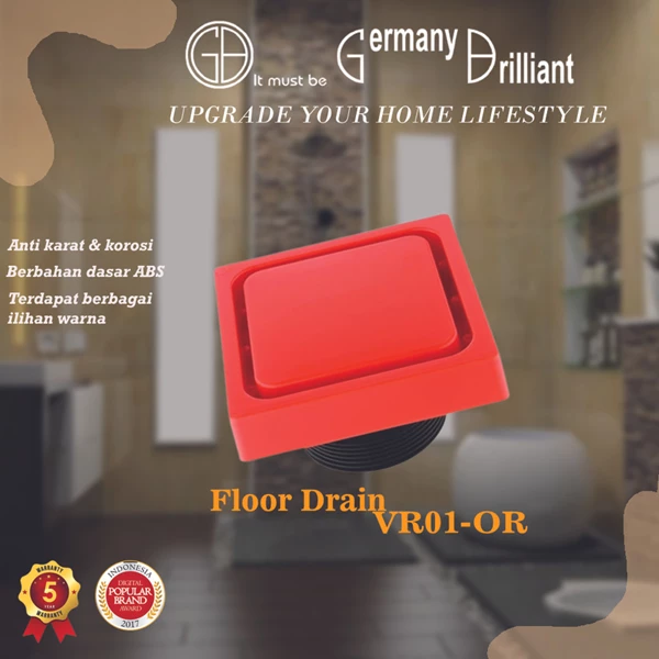 Germany Brilliant Floor Drain Saringan Air Warna-Warni VR01-OR