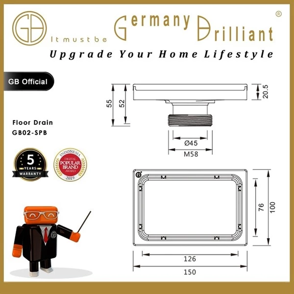 Smart Floor Drain Germany Brilliant GB02-PW White