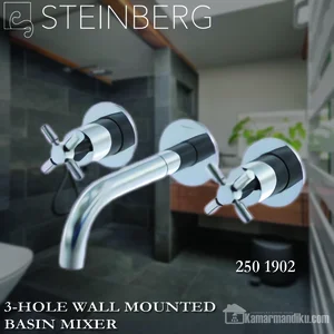 STEINBERG Kran Mixer 3 Hole Wall Mounted Basin Mixer 250 1902