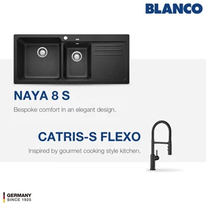 Paket BLANCO Naya 8S Silgranit Sink +BLANCO Catris-S Flexo Black Matt - White