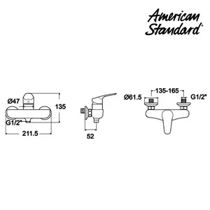 Kran Air American Standard Cygnet Exposed Shower Kran Mixer