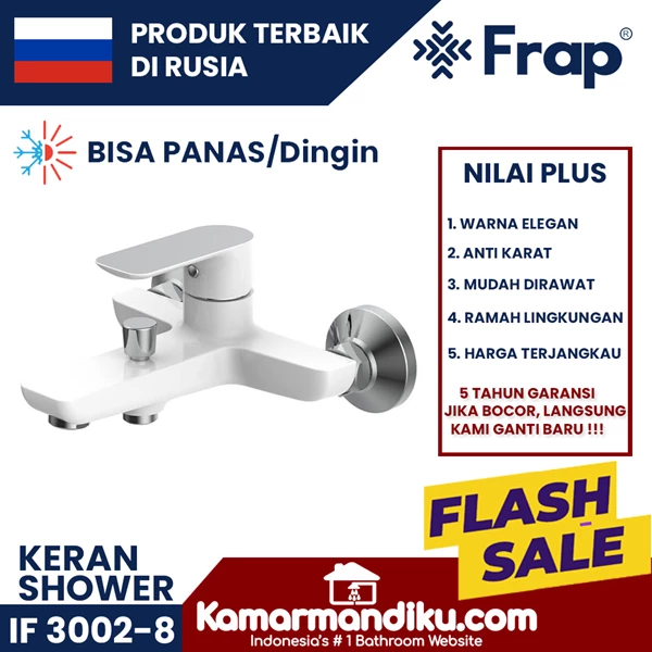FRAP Keran Shower Mixer PANAS DINGIN IF 3002-8 WHITE garansi 5 tahun