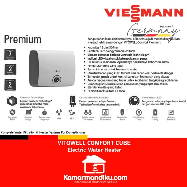 Viessmann Water Heater Listrik Pemanas Air 15 Liter Vitowell garansi 7 thn