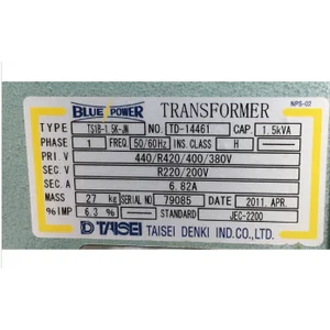Transformer Dry type Transformer Model TS1B-1.5K-JN Taisei Denki Ind Co Ltd
