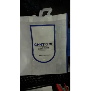 Tas Promosi Lipat Model Dompet Putih List Biru 40X30x10 Cm 