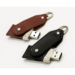 USB FLASH DISK BLACK and BROWN LEATHER SWIVEL 16 GB 
