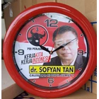 Jam Dinding Promosi Caleg Partai PDIP Ring Merah 30 cm  1