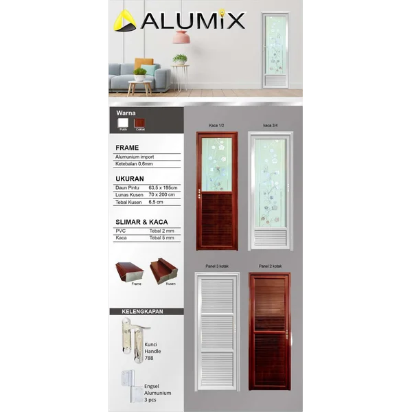 Pintu Aluminium Alumix Putih Coklat