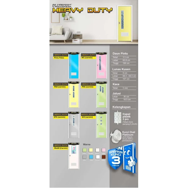 Pintu kamar mandi PVC Platinum Heavy Duty
