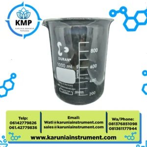 Gelas Beker Duran Bentuk Rendah 1000 mL Tahan Kimia & Suhu Tinggi