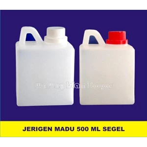 Jerigen Plastik HDPE Kotak 500ml atau 0.5 kg Kemasan Madu Tutup Segel