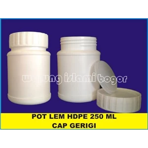Botol Toples Pot Jar HDPE Lurus Lem Kencleng Kotak Infaq Ukuran 250ml Tutup Bergerigi Dilengkapi Tutup  Dalam