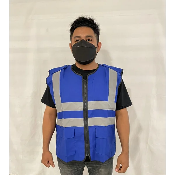 rompi drill 2 kantong biru