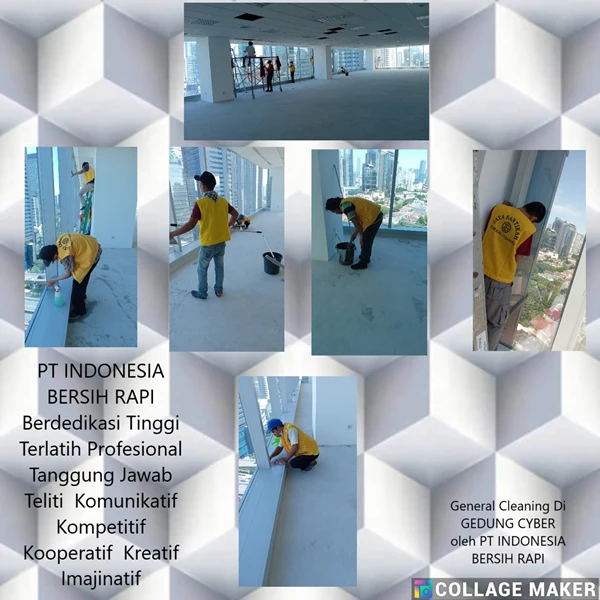 General cleaning pembersihan kaca list parapet sisi barat lantai 16 By Jaya Utama Santikah