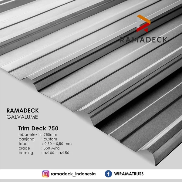 Roofing Ramadeck Td750 Tebal 0.18 Mm