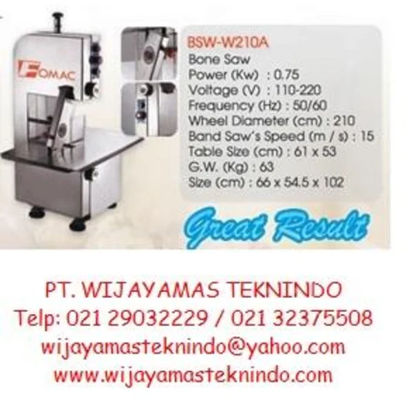 Mesin Pemotong Tulang dan Daging Beku BSW-W210A Bone Saw Machine FOMAC