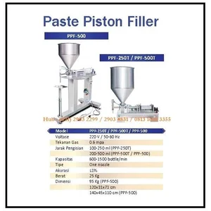 Mesin Pengisi Cairan Pasta PPF-500 Paste Piston Filler Mesin Pengisian