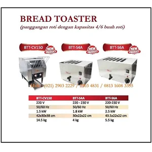 Mesin Pemanggang Roti / BREAD TOASTER BTT-CV150 /BTT-S4A/BTT-S6A Mesin Makanan dan Minuman Cepat Saji