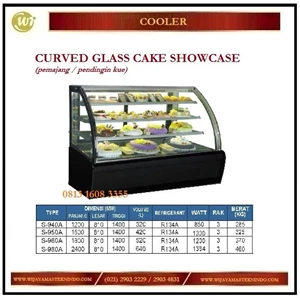 Pemajang / Pendingin Kue / Curved Glass Cake Showcase S-940A/ S-950A / S-960A / S-980A Mesin Makanan dan Minuman Cepat Saji