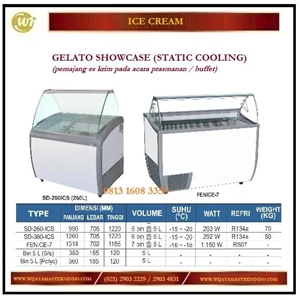Pemajang Es Krim / Gelato Showcase (Static Cooling) SD-260ICS / SD-360ICS / FENICE-7 Mesin Makanan dan Minuman Cepat Saji