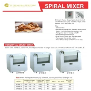mesin Pengaduk Adonan Kue Roti Bolu  Horizontal Dough Mixer Dapur WHB-15 / WHB-25 / WHB-50