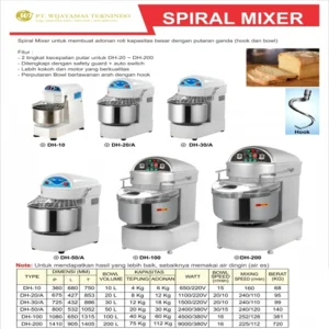 Mesin Pengaduk Adonan - Spiral Mixer Dapur DH-10 / DH-20A / DH-30A / DH-50A / DH-100 / DH-200