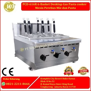 PCD-616R 6-Basket Desktop Gas Pasta cooker – Mesin Perebus Mie dan Pasta