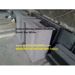 www.BENGKELMARMER.com Mimbar Podium Marmer Granite Star White Untuk Masjid Gereja Kantor