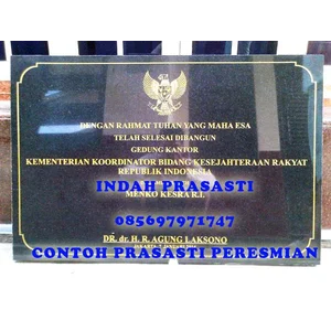 www.bengkelmarmer.com Batu Prasasti Plakat Peresmian Presiden Kementerian Jakarta Timur